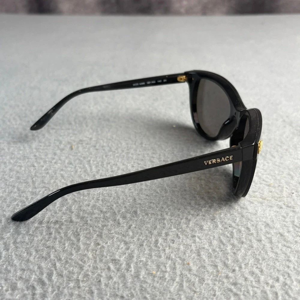 Versace MOD 4266 GB1/6G Black Cat Eye Sunglasses Gold Medusa Head Italy